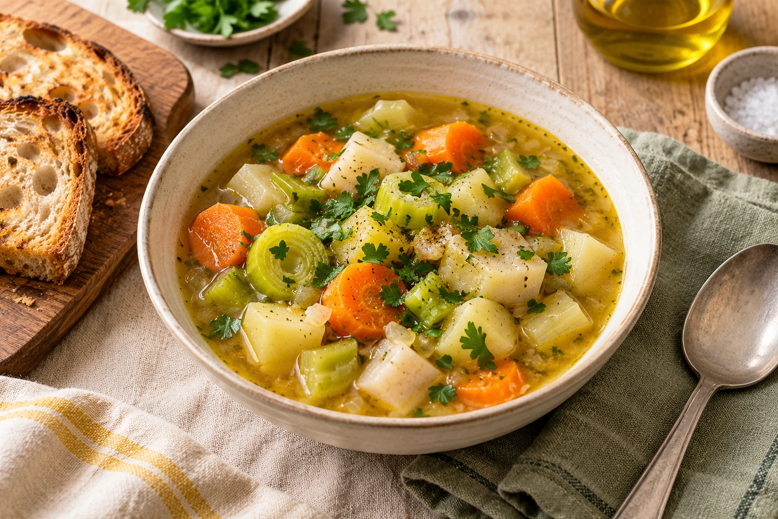 Soupe rustique aux légumes : plat terminé