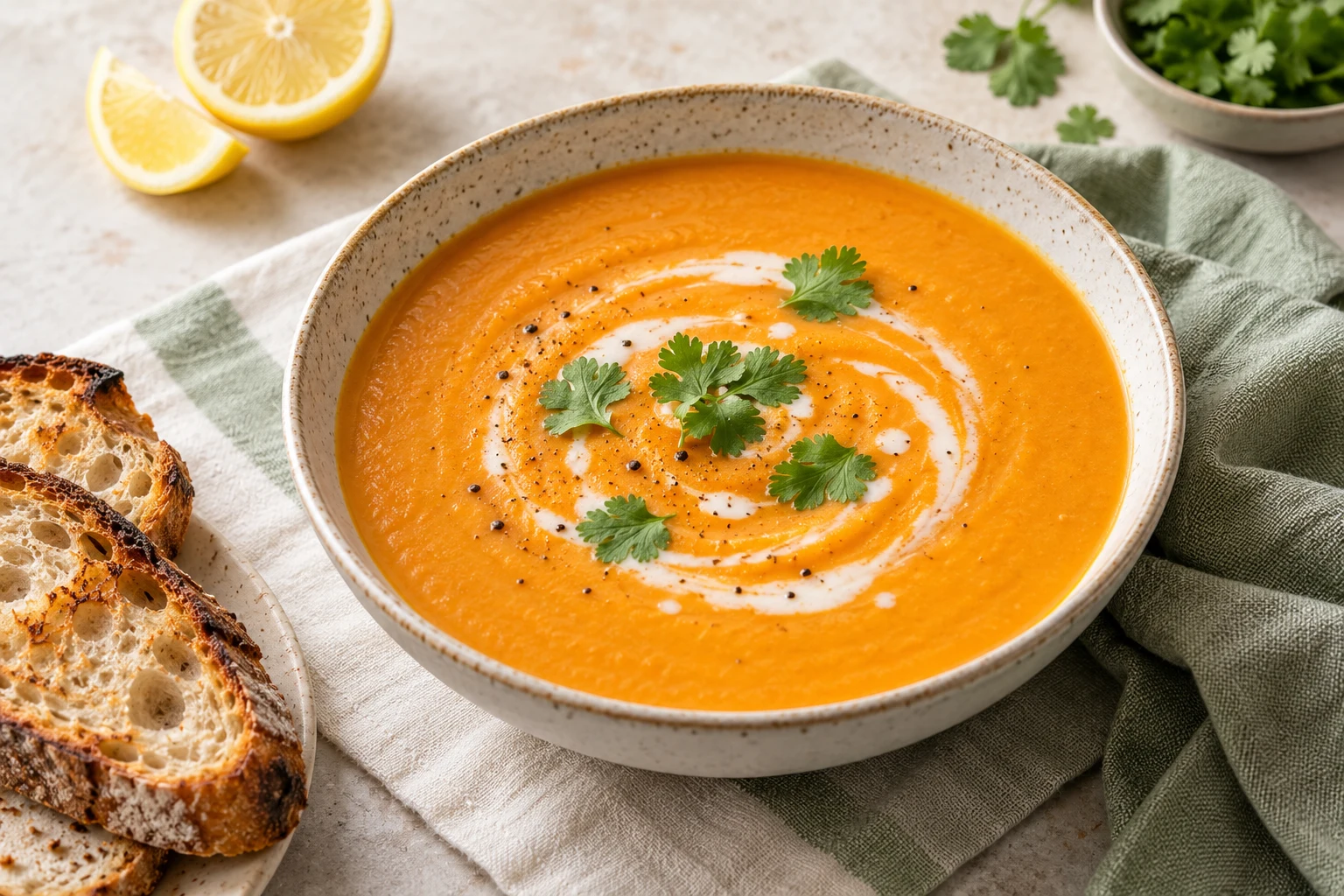 Soupe de lentilles corail au coco : plat terminé