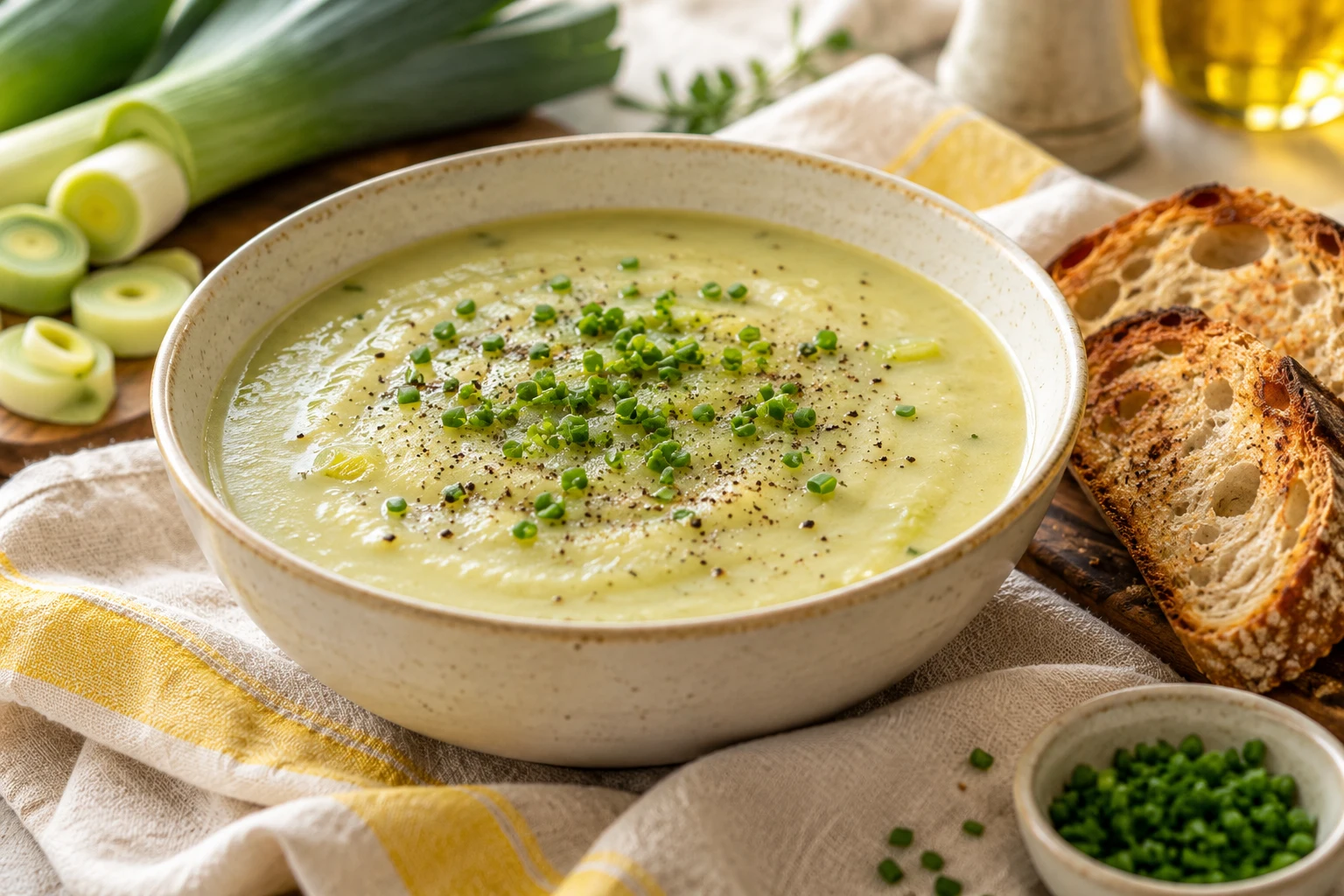 Soupe de poireaux et pommes de terre : plat terminé