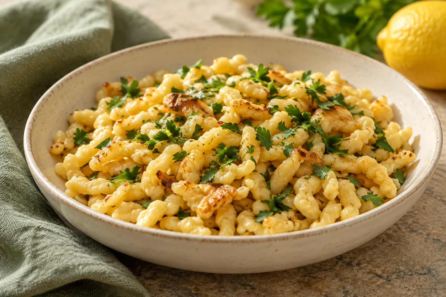 Spaetzle alsaciens maison : plat terminé