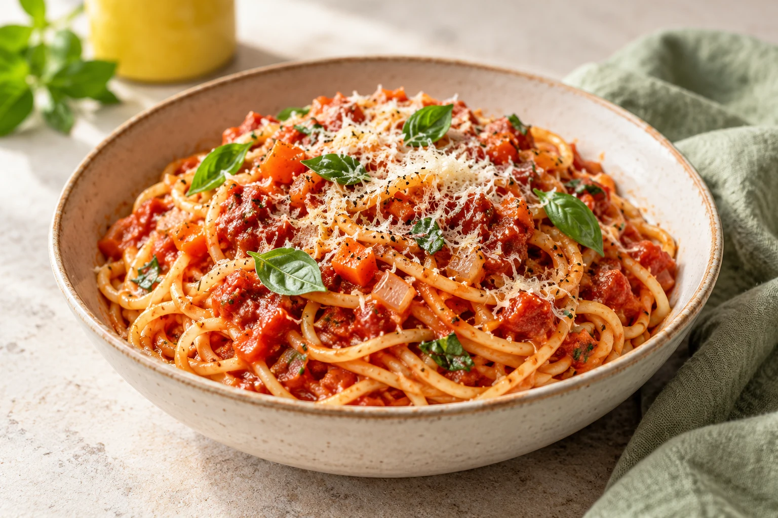 Spaghetti sauce tomate à l’ancienne : plat terminé