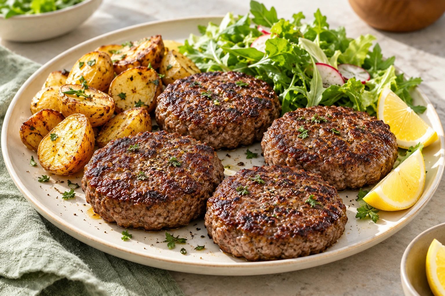 Steaks hachés au Airfryer : plat terminé