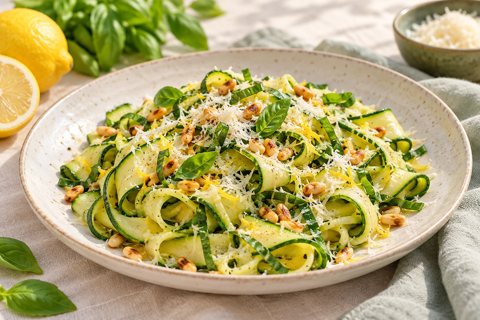 Tagliatelles de courgettes au citron : plat terminé