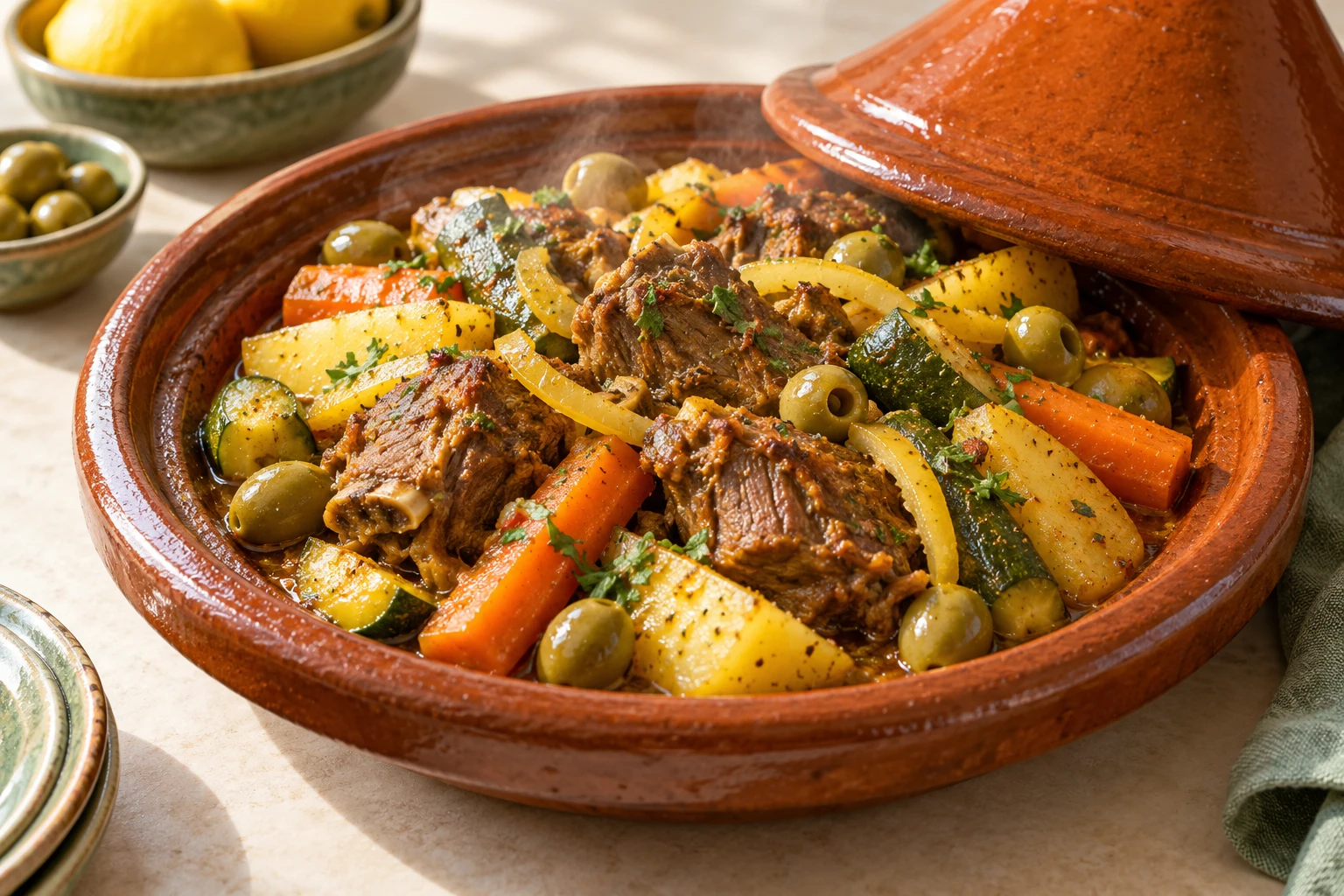 Tajine marocain à l’agneau : plat terminé