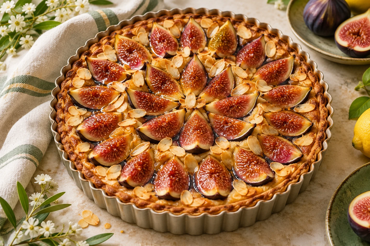 Tarte amandine aux figues : plat terminé