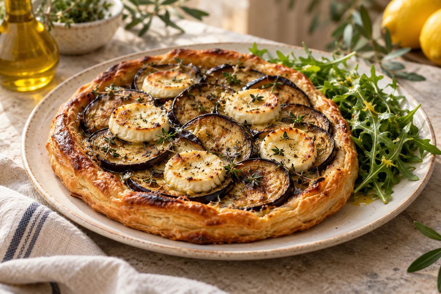 Tarte aubergines chèvre : plat terminé