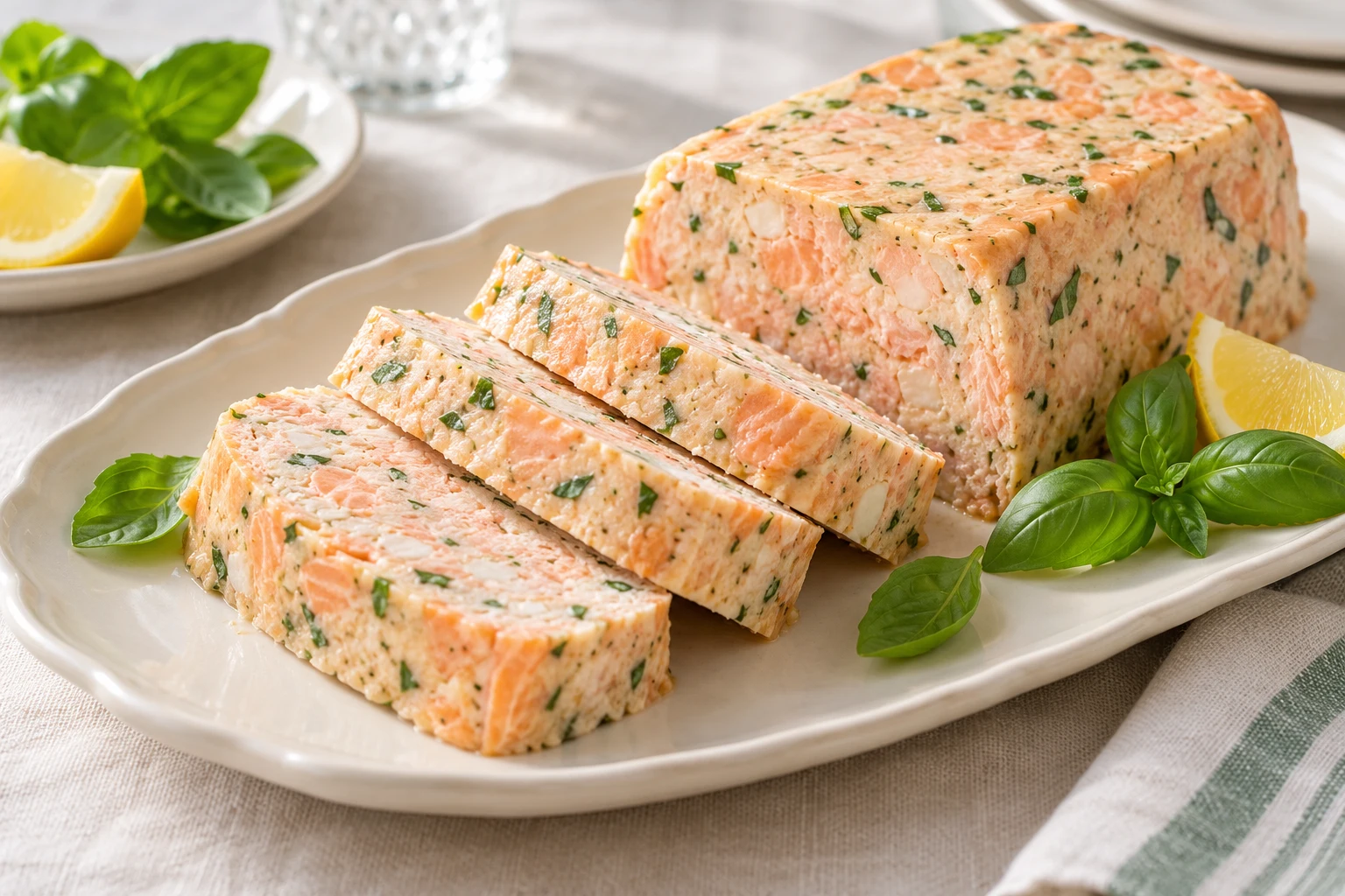 Terrine de cabillaud et saumon au basilic : plat terminé