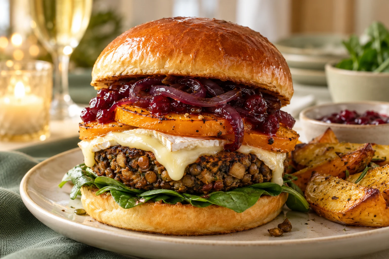 Burger végétarien de Noël au Thermomix : plat terminé