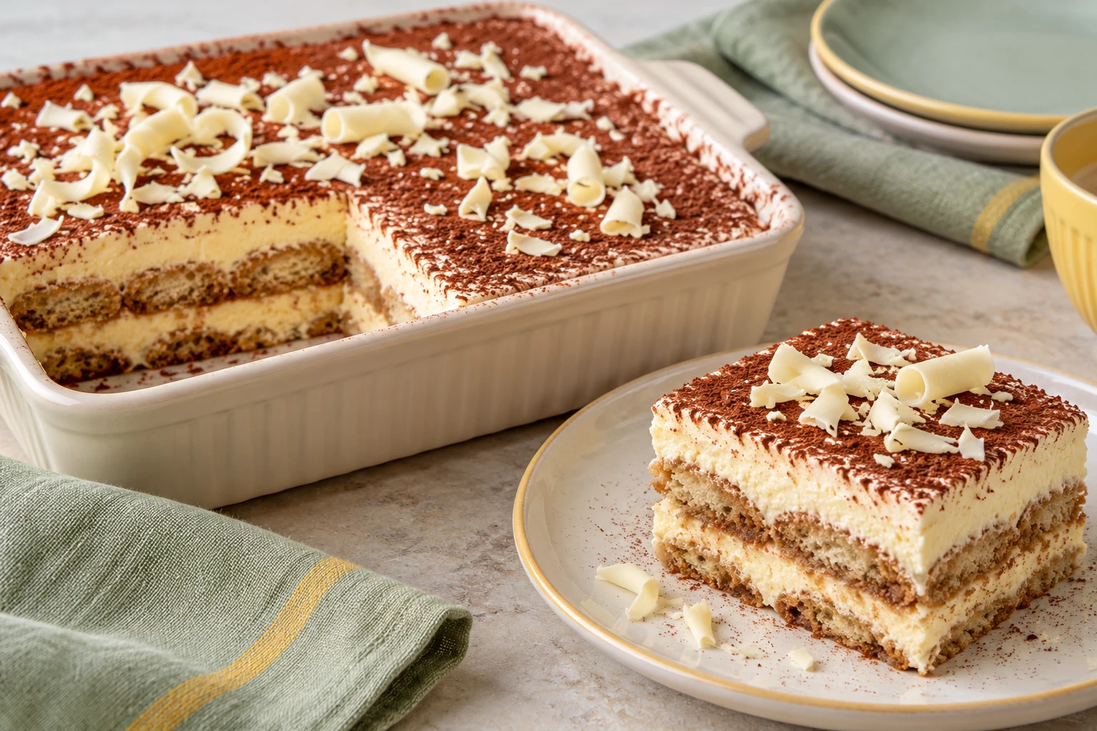 Tiramisu au chocolat blanc : plat terminé