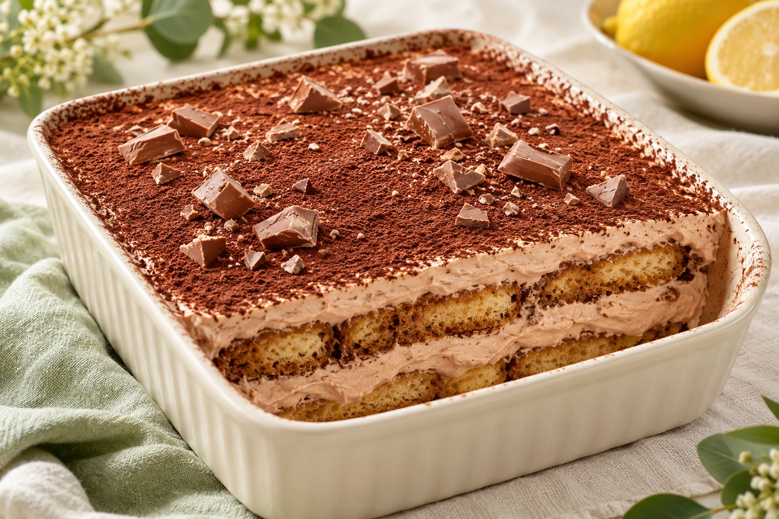 Tiramisu au chocolat Kinder : plat terminé
