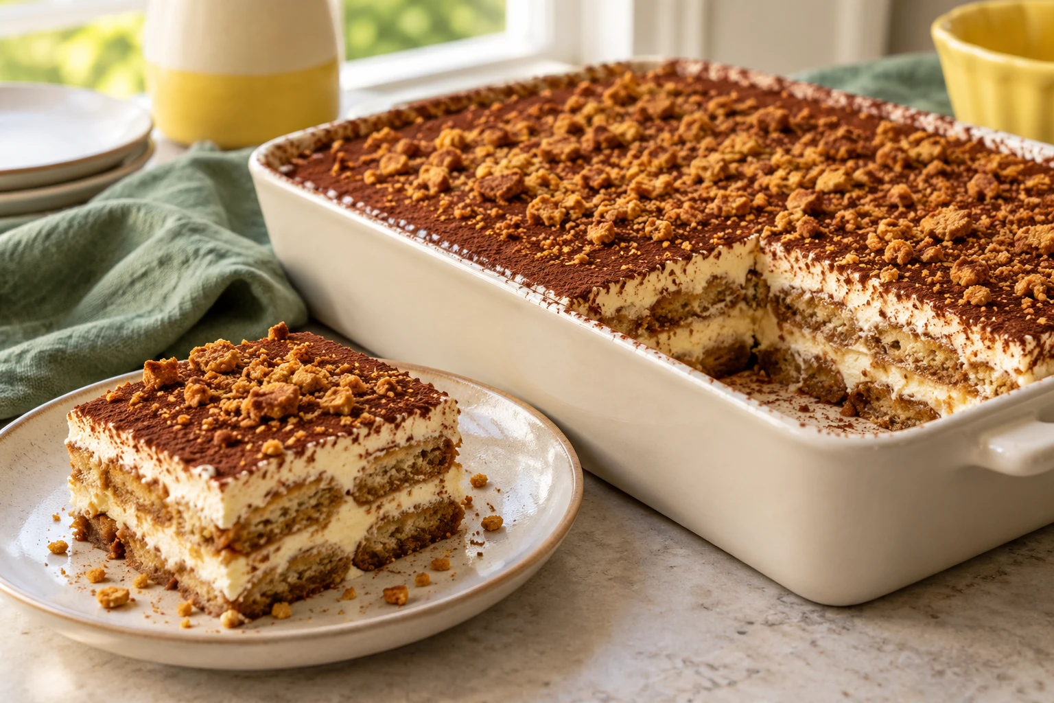 Tiramisu café, biscuits cuillère et spéculoos : plat terminé
