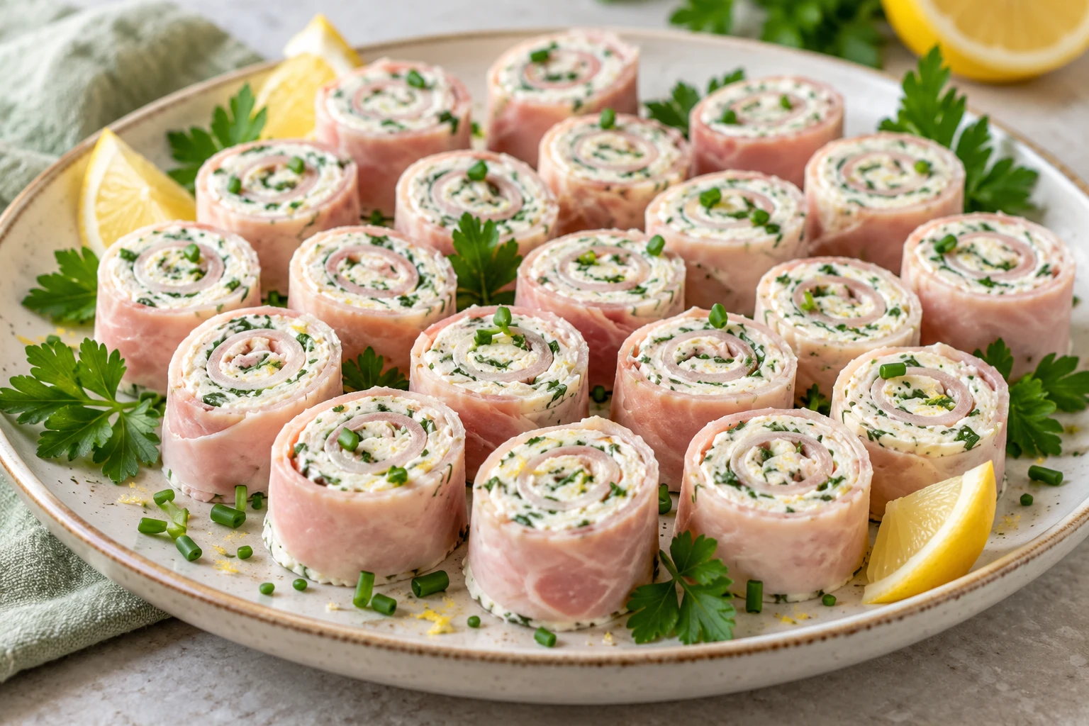 Mini-roulés jambon et fromage frais : plat terminé