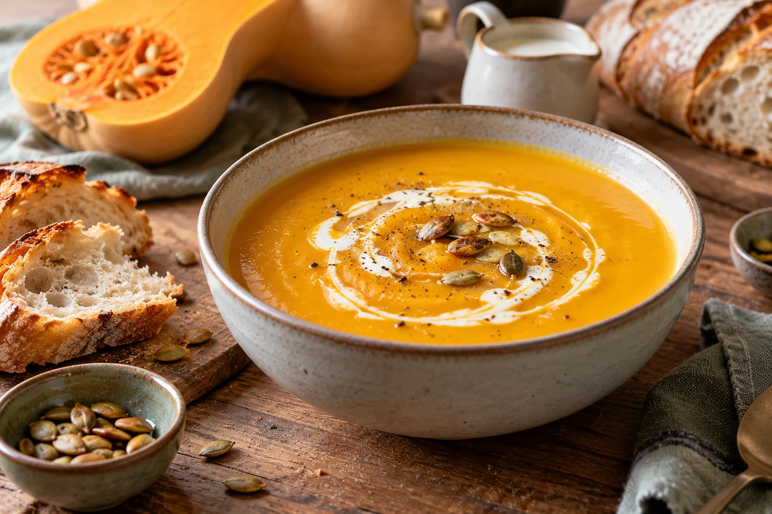 Velouté de butternut maison : plat terminé