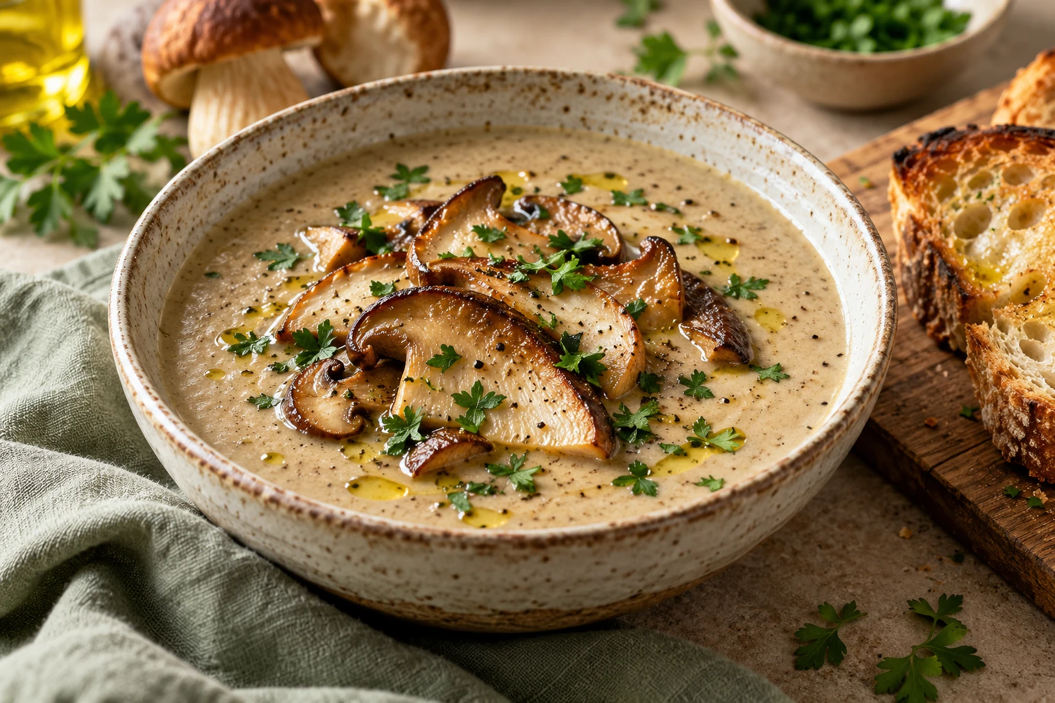 Velouté de cèpes crémeux : plat terminé