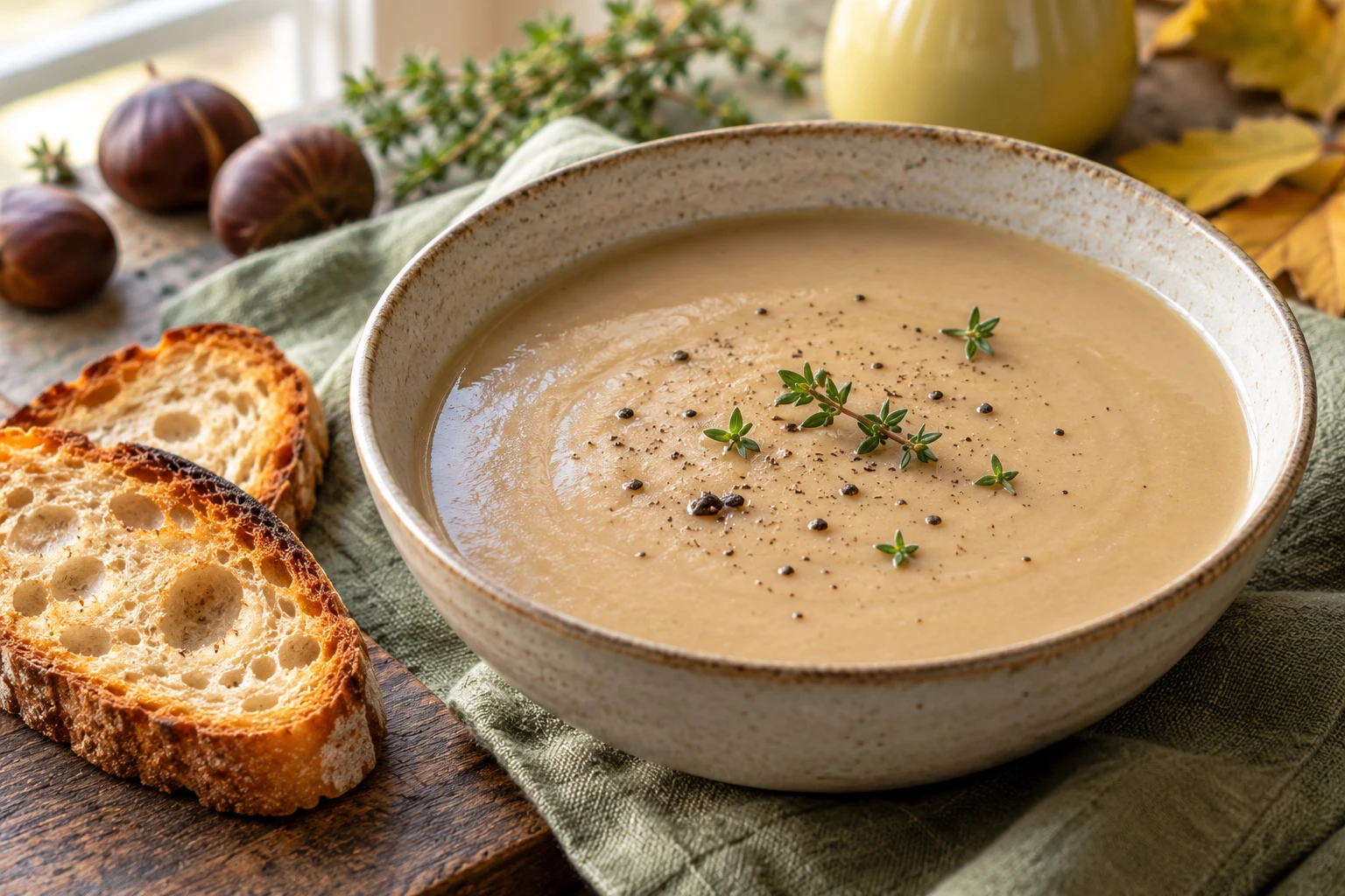Velouté crémeux de châtaignes : plat terminé