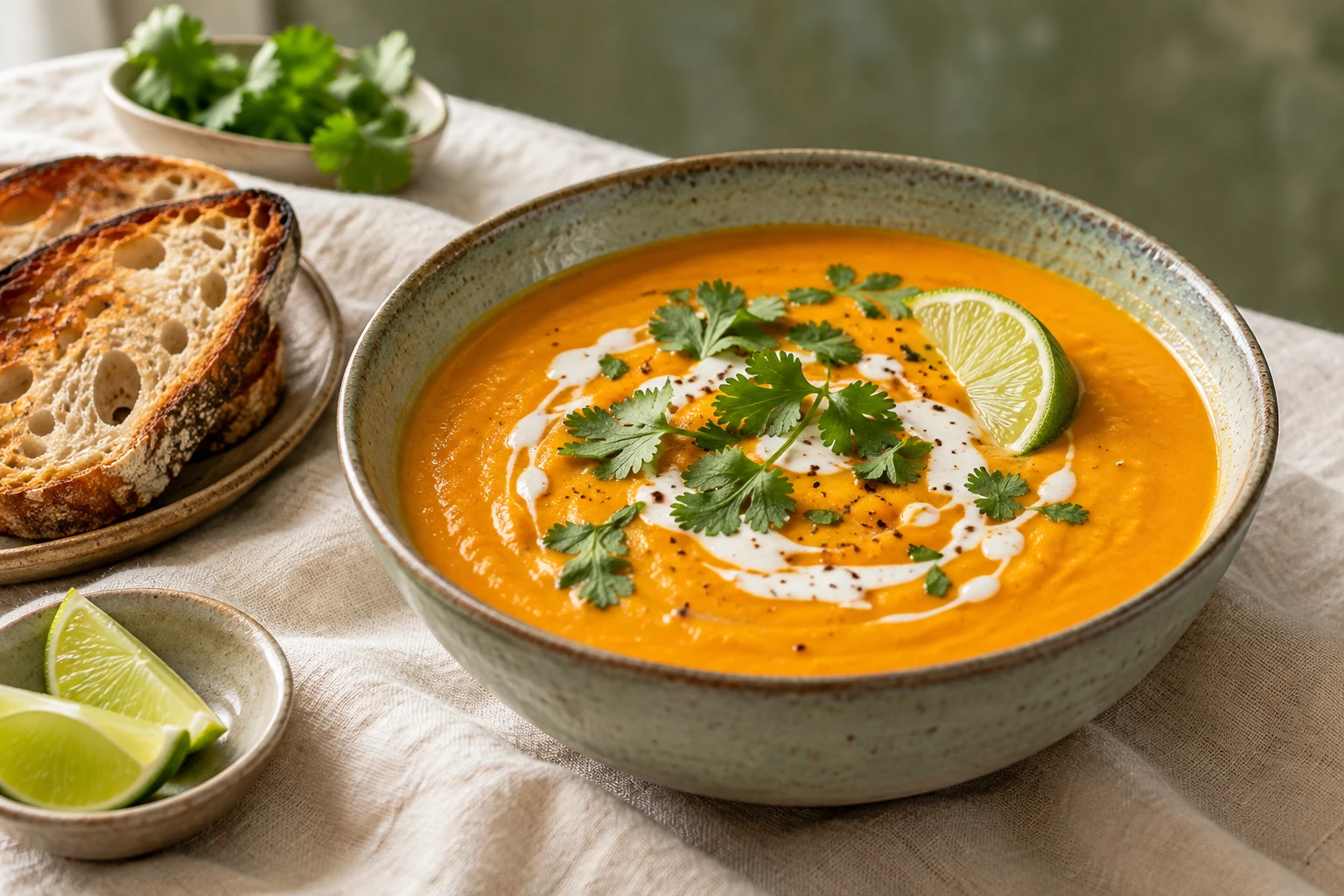Velouté de patates douces au curry : plat terminé
