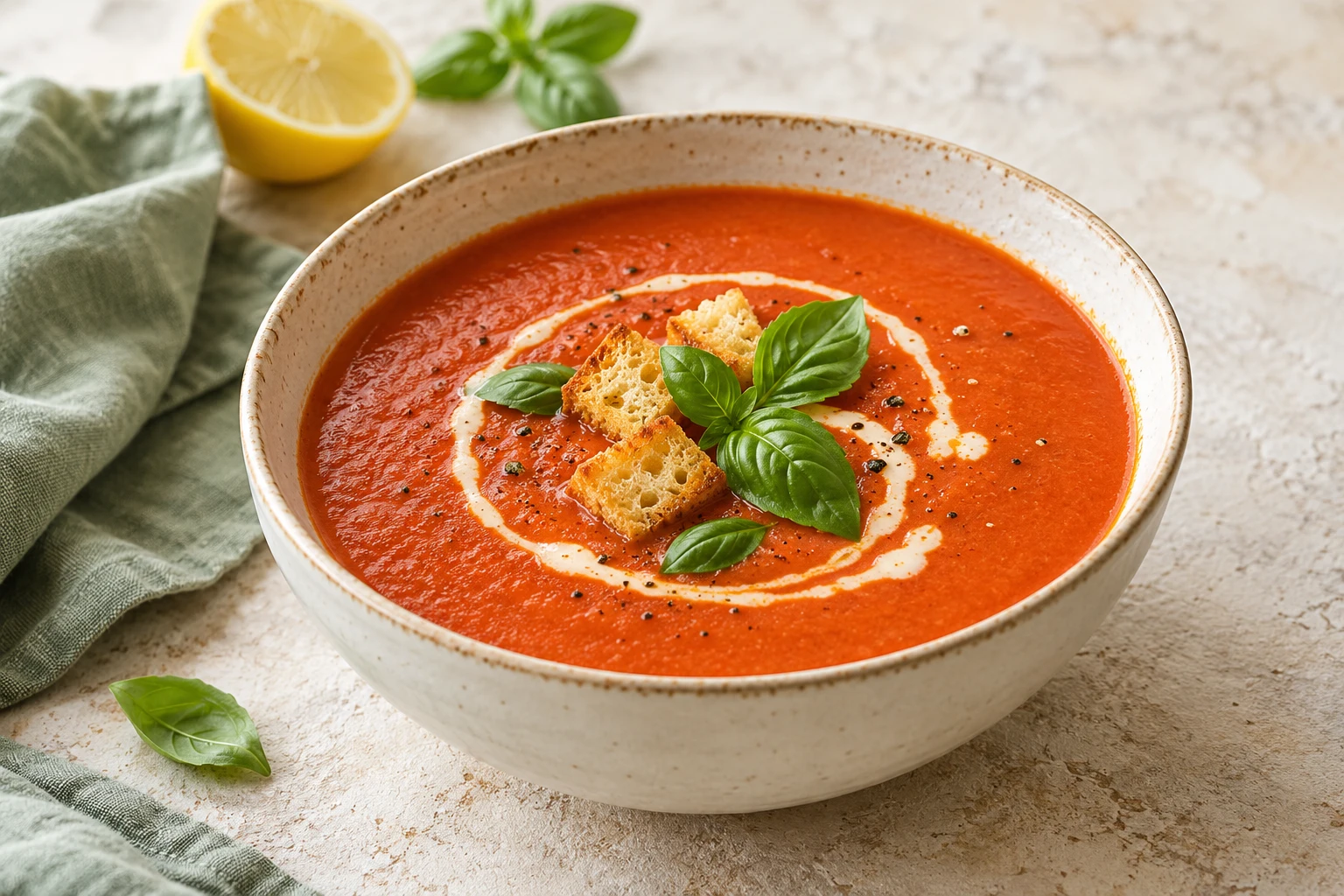 Velouté de tomates à la crème : plat terminé