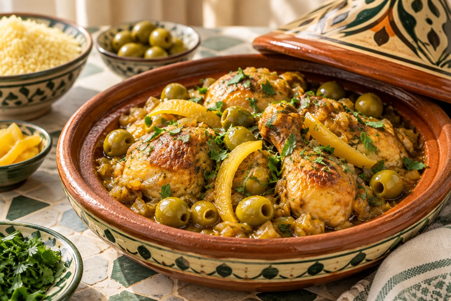 Tajine de poulet au citron confit : plat terminé