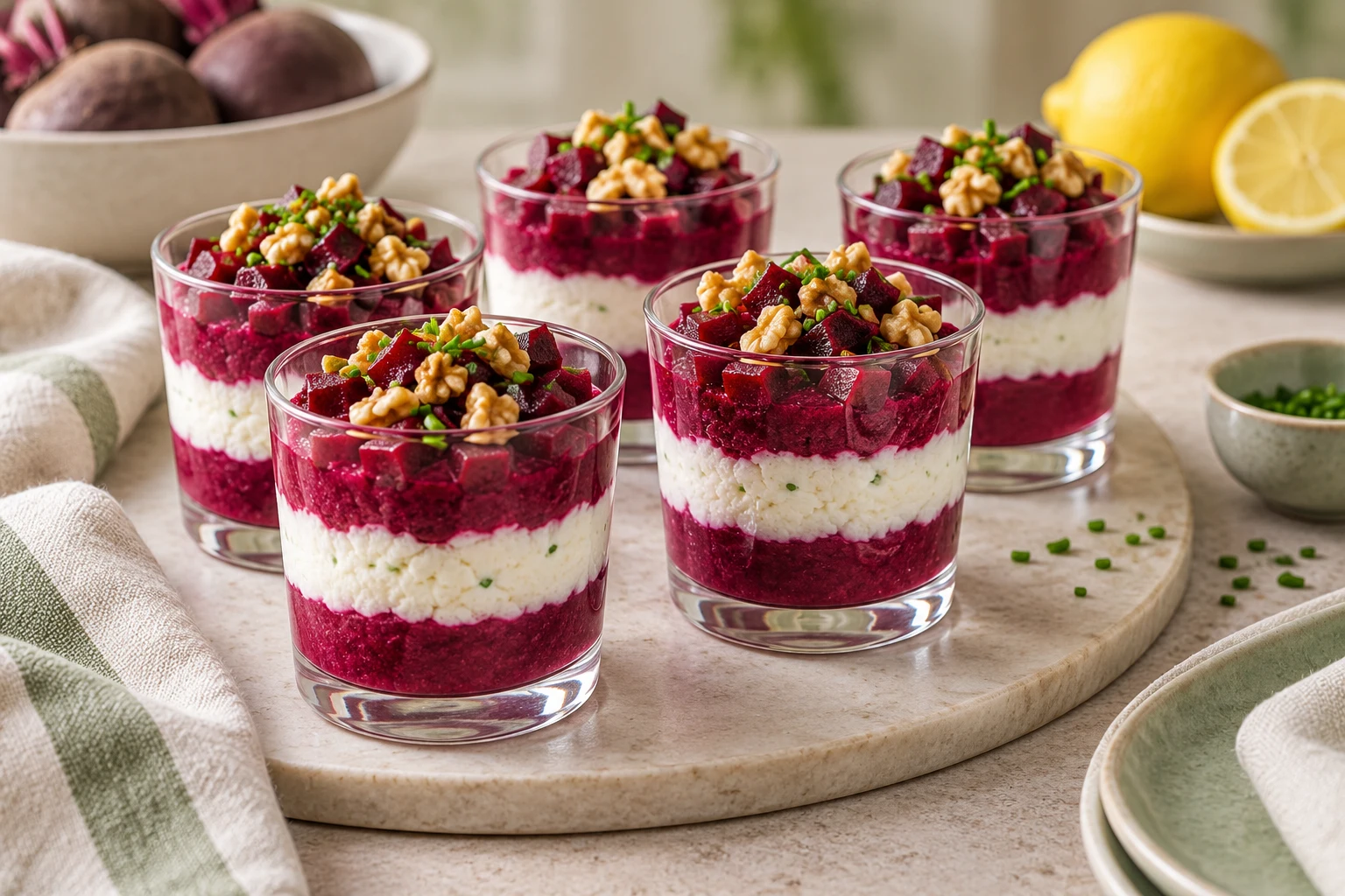 Verrines betterave et fromage frais : plat terminé