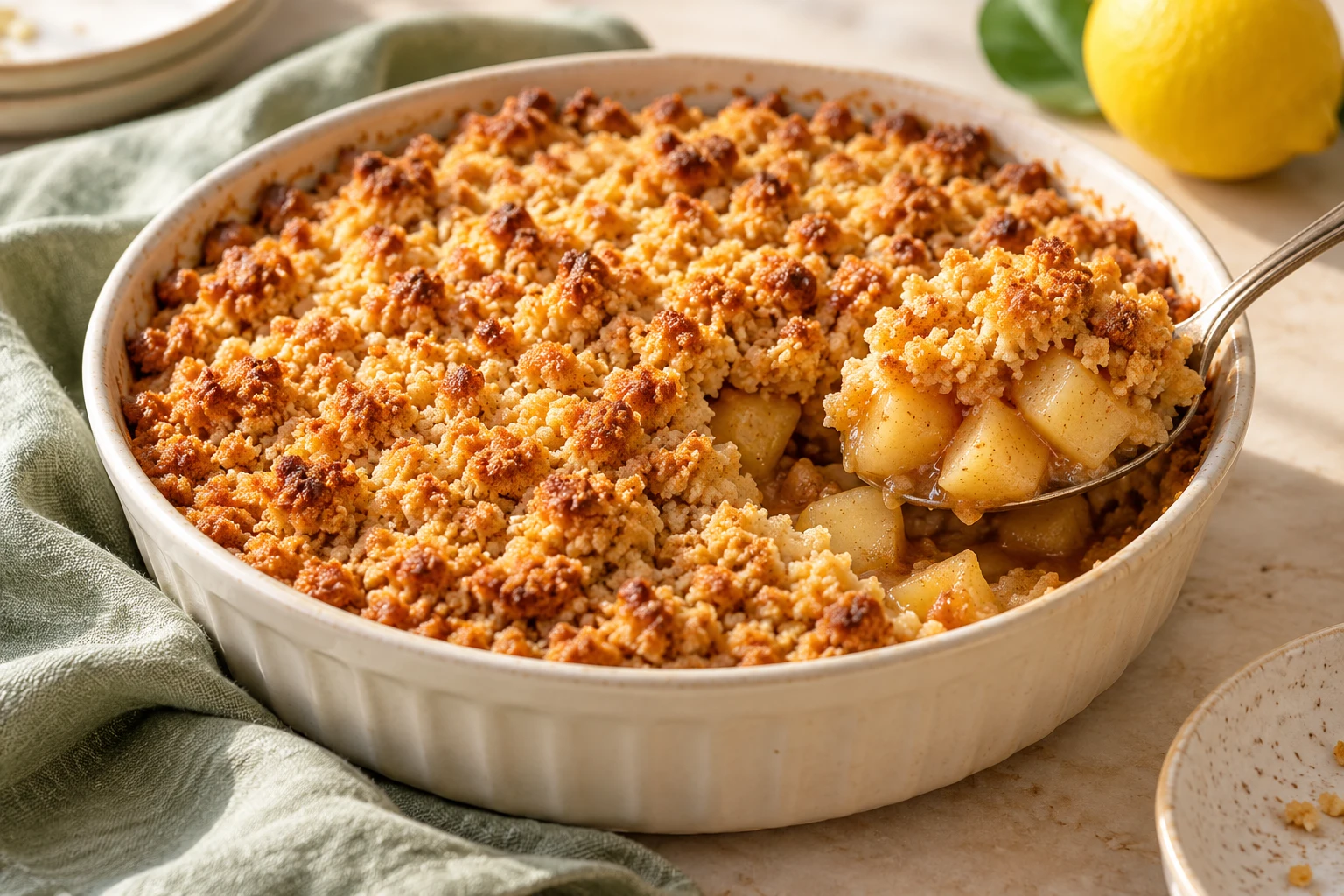 Crumble pommes-cannelle : plat terminé