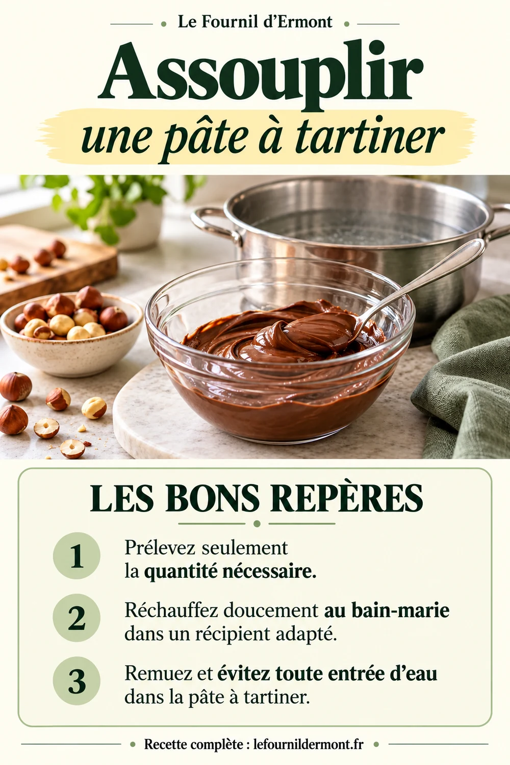 Fiche mémo : Assouplir une pâte à tartiner
