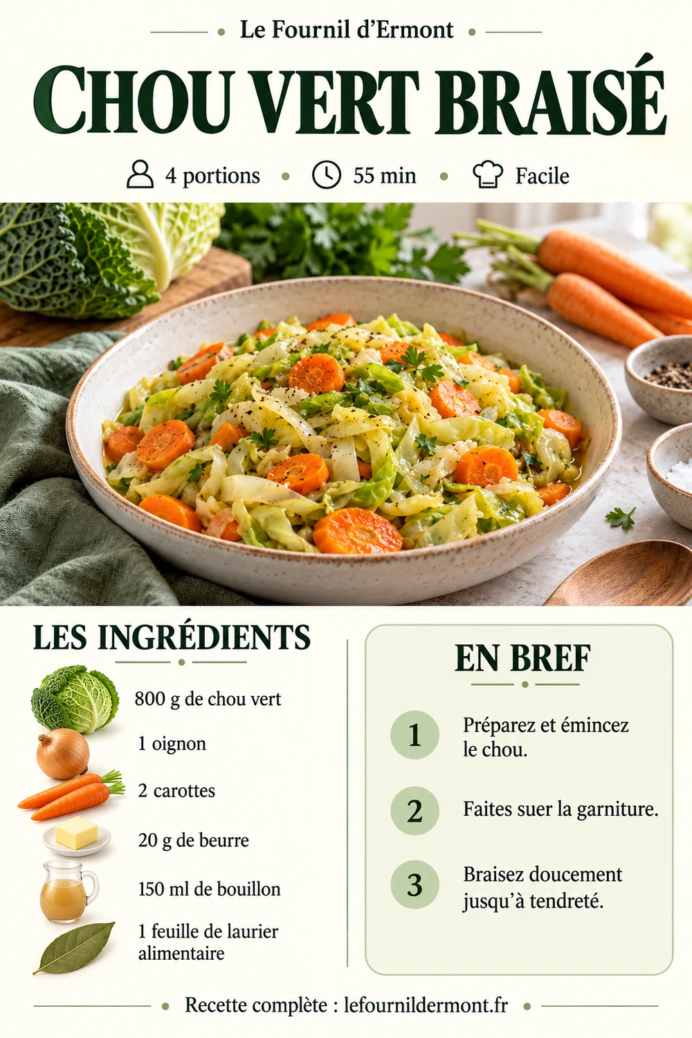 Fiche recette : Chou vert braisé