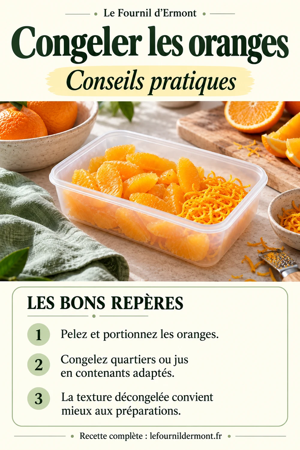 Fiche mémo : Congeler les oranges