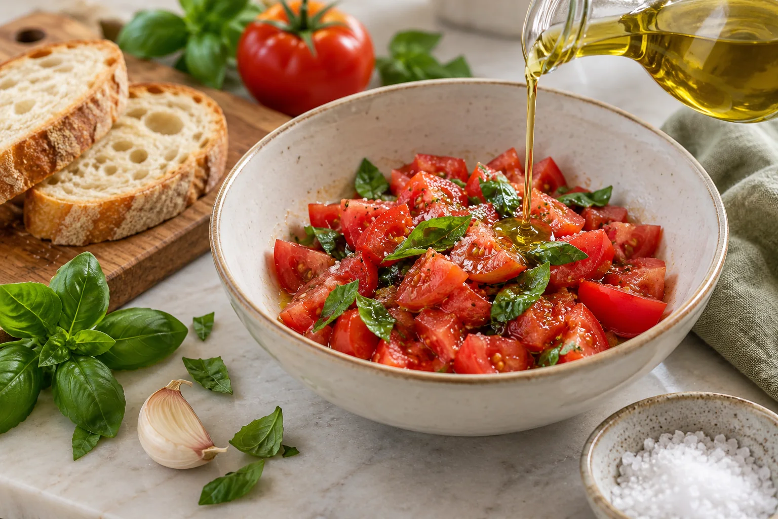 Bruschetta : assaisonner