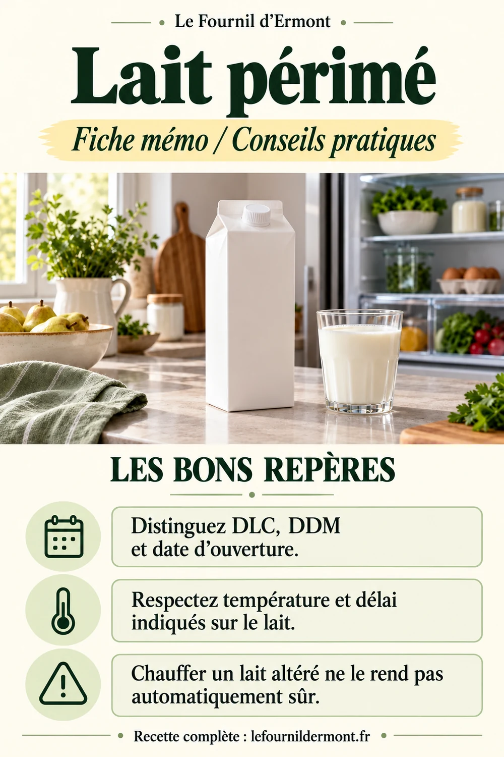 Fiche mémo : Lait périmé