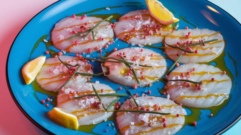 Le secret d’un bon « carpaccio » de Saint-Jacques, c’est un filet d’huile d’olive de qualité