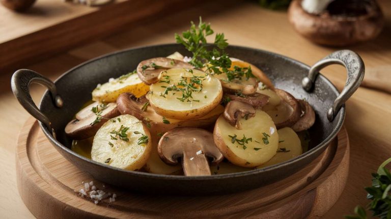20 minutes suffisent pour préparer cette poêlée de pommes de terre, champignons et persillade