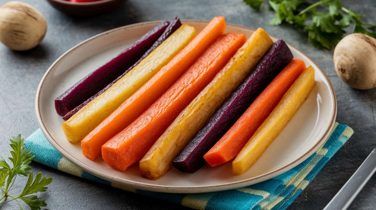 Savez-vous que l'on peut faire des "frites" de panais, de carottes ou de betteraves au four ?