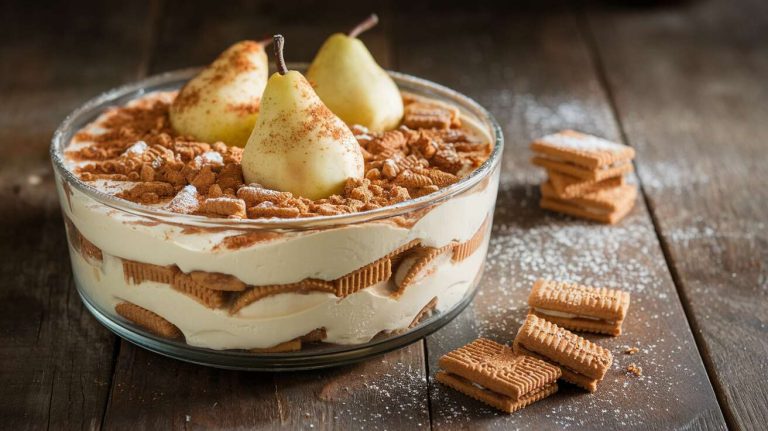 Plus léger et plus parfumé, ce tiramisu aux poires et spéculoos va vous faire oublier la version classique au café