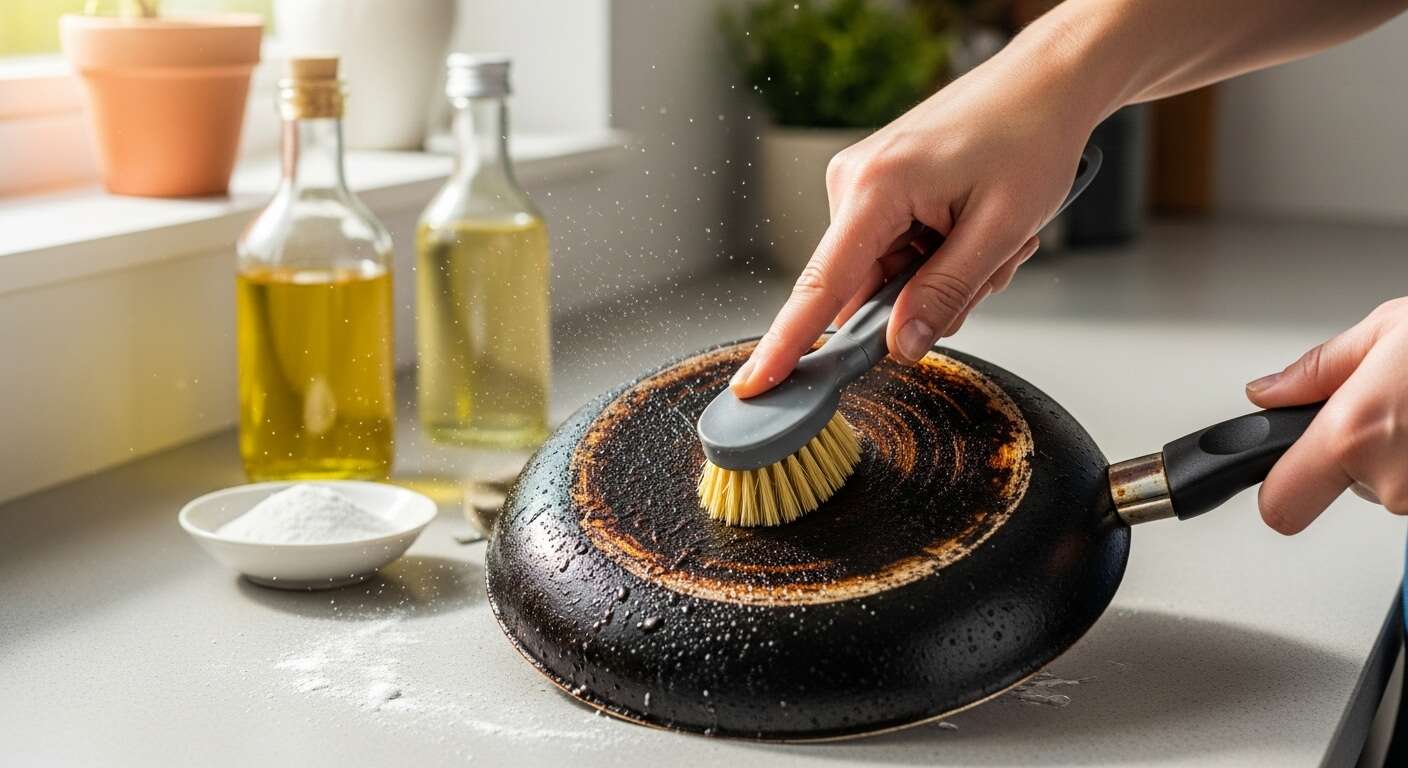 Comment enlever le noir sous une poêle brûlée ?