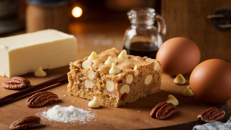 Une envie de sucré ? La recette du « blondie » (le cousin du brownie) aux pépites de chocolat blanc