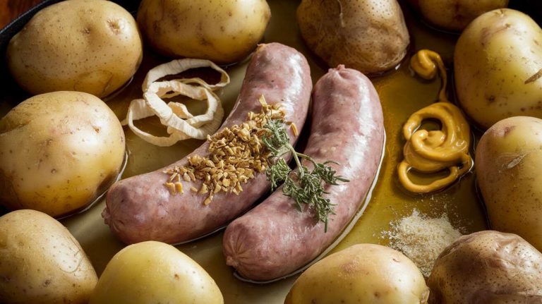 Une seule plaque de cuisson pour ce plat de diots de Savoie et pommes de terre, un dîner sans vaisselle