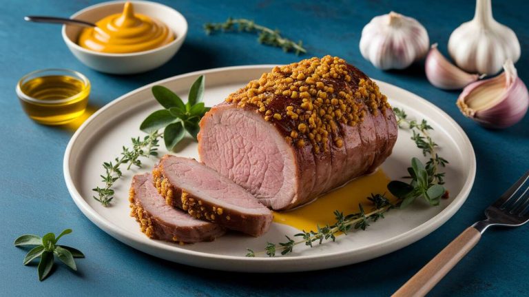 Filet mignon de porc rôti à la moutarde à l'ancienne : une recette savoureuse