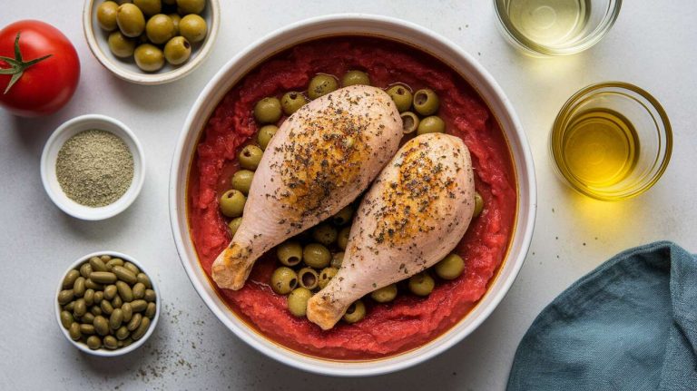 Poulet aux olives vertes : recette savoureuse et facile