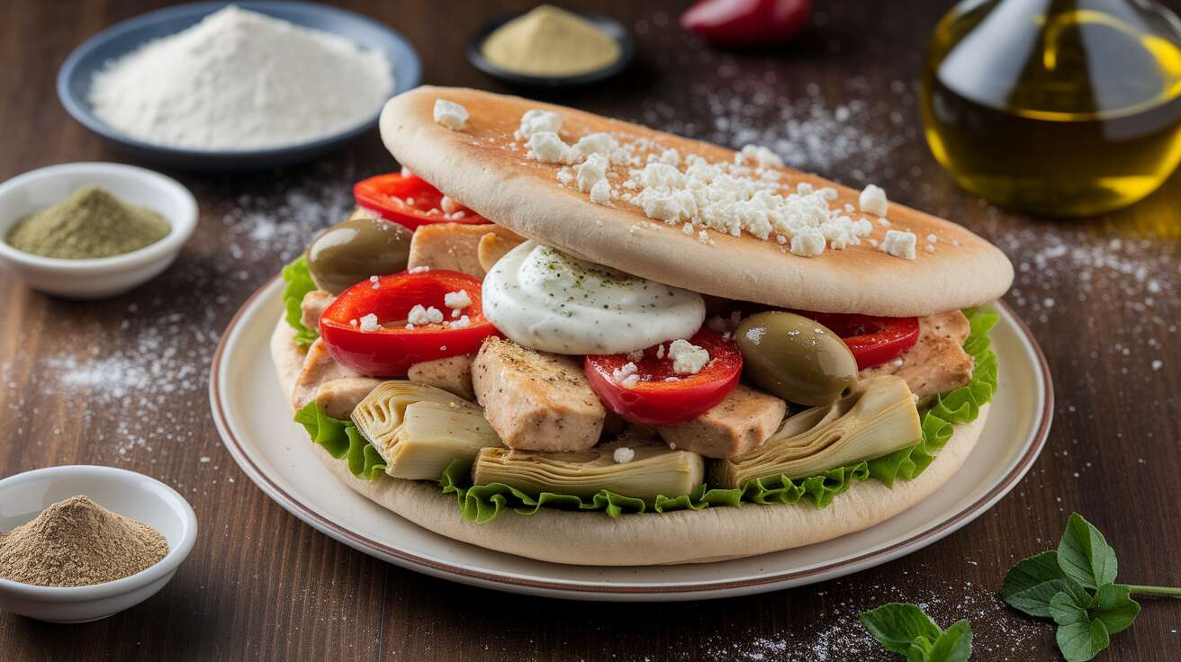 Pains pita garnis à la grecque : recette authentique et savoureuse