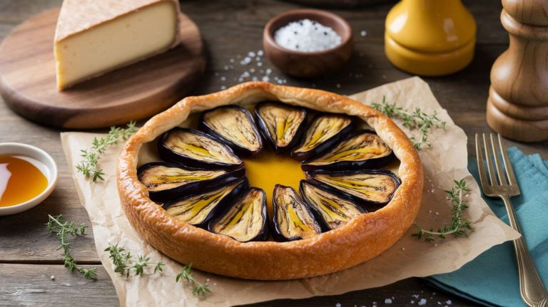 Tarte aux aubergines et chèvre : recette facile et savoureuse