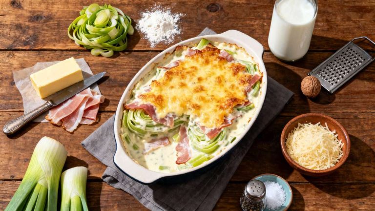 Poireaux au jambon à la béchamel : recette savoureuse et facile