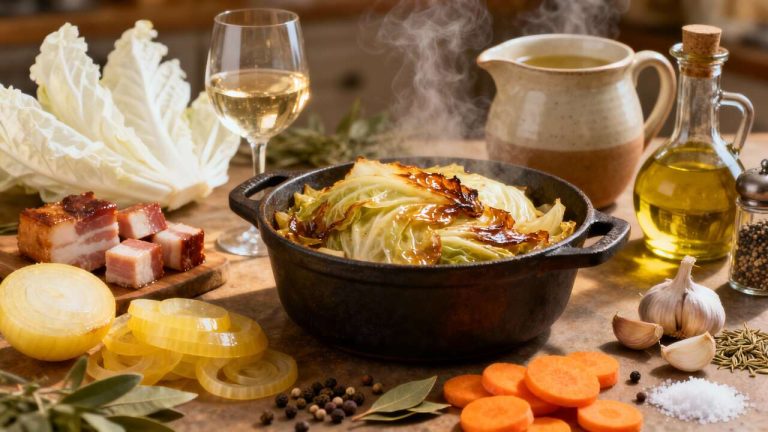 Chou blanc braisé en cocotte : recette savoureuse et facile