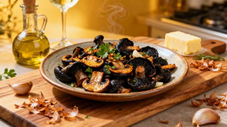 Poêlée de trompettes de la mort à la persillade : recette savoureuse