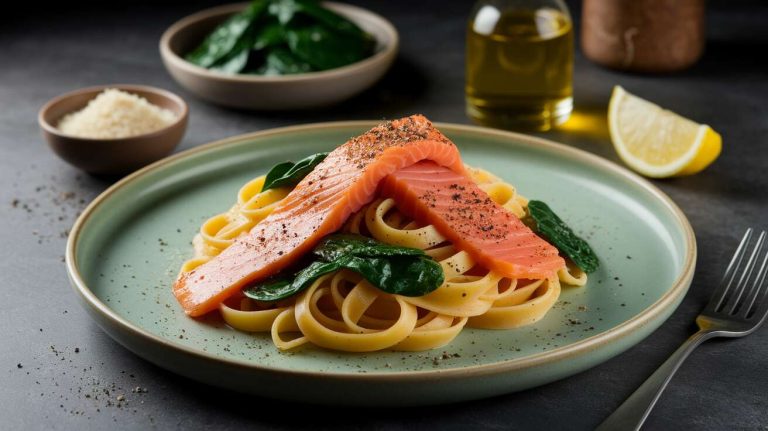 Tagliatelles au saumon et épinards : recette délicieuse