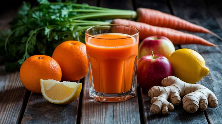 Jus de fruits frais maison avec centrifugeuse