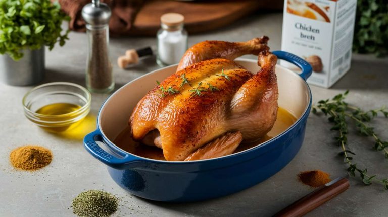 Poulet rôti en cocotte au four : recette savoureuse