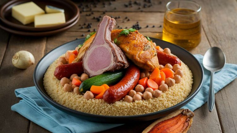 Recette du Couscous Royal : agneau, poulet et Merguez