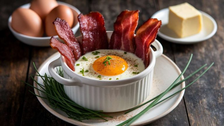 Oeuf cocotte au bacon : recette savoureuse et facile