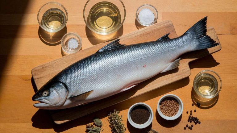 Saumon entier au court-bouillon aromatique : recette savoureuse