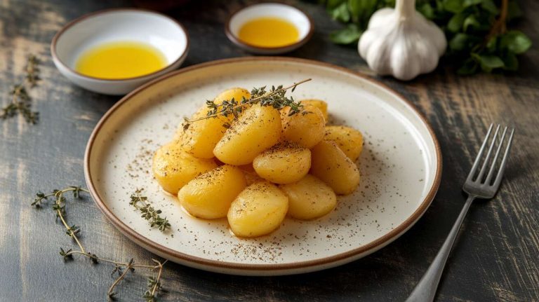 Pommes de terre sautées à l'ail, laurier et thym